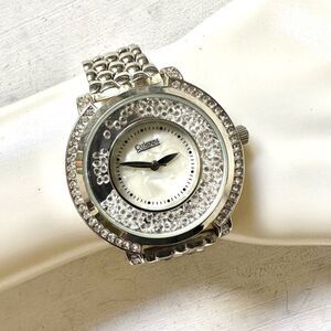 Catherine Malandrino silver tone bling rhinestone watch